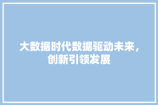 大数据时代数据驱动未来，创新引领发展