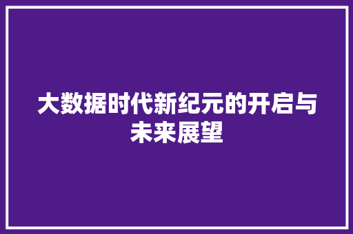 大数据时代新纪元的开启与未来展望 大数据时代新纪元的开启与未来展望