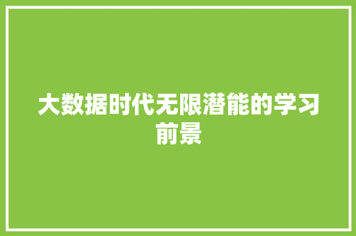 大数据时代无限潜能的学习前景