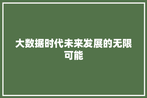 大数据时代未来发展的无限可能 大数据时代未来发展的无限可能