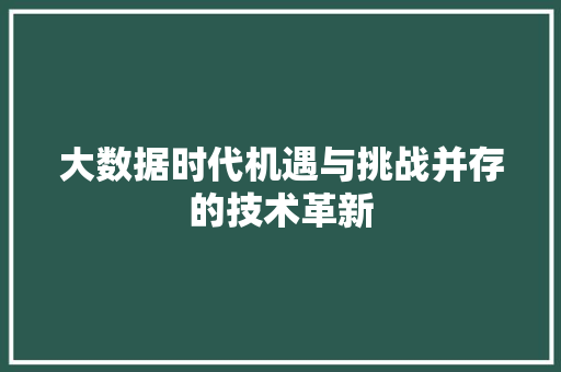 大数据时代机遇与挑战并存的技术革新