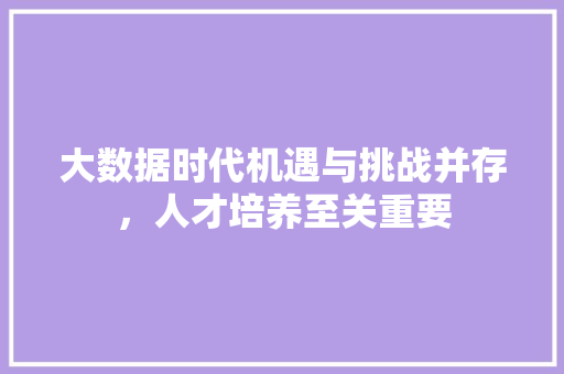 大数据时代机遇与挑战并存，人才培养至关重要