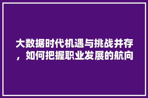 大数据时代机遇与挑战并存,如何把握职业发展的航向 大数据时代机遇与挑战并存,如何把握职业发展的航向