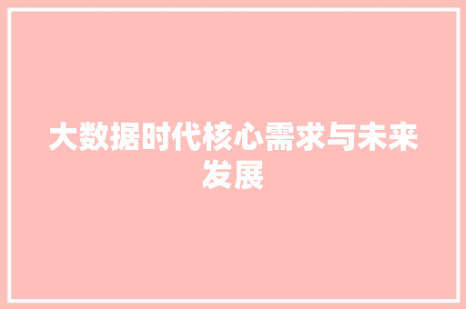 大数据时代核心需求与未来发展
