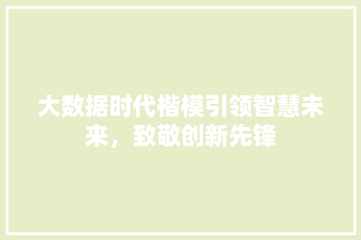 大数据时代楷模引领智慧未来，致敬创新先锋