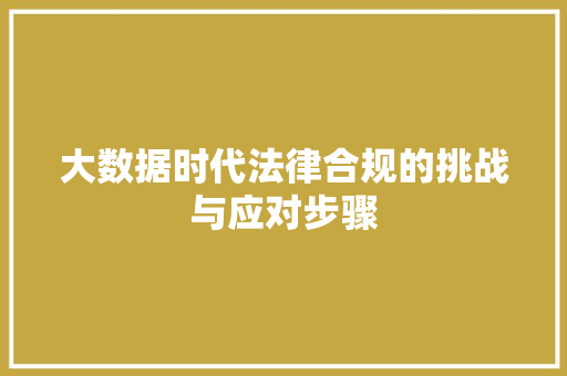 大数据时代法律合规的挑战与应对步骤