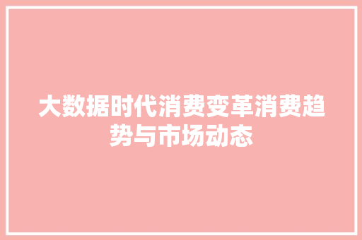 大数据时代消费变革消费趋势与市场动态