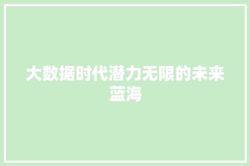 大数据时代潜力无限的未来蓝海