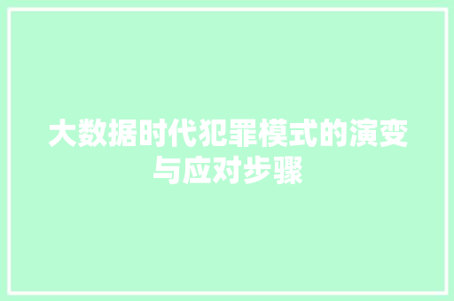 大数据时代犯罪模式的演变与应对步骤