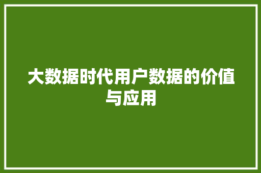 大数据时代用户数据的价值与应用 大数据时代用户数据的价值与应用