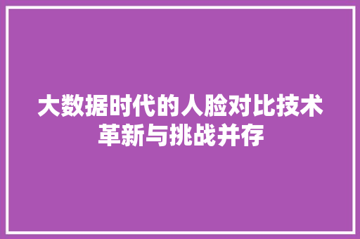 大数据时代的人脸对比技术革新与挑战并存