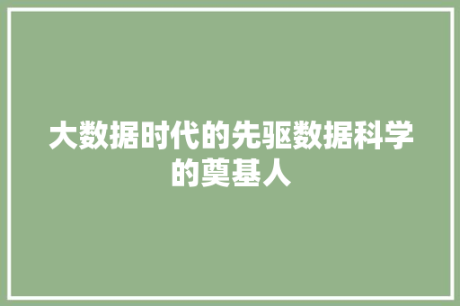 大数据时代的先驱数据科学的奠基人