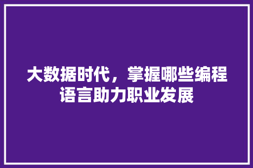 大数据时代,掌握哪些编程语言助力职业发展 大数据时代,掌握哪些编程语言助力职业发展
