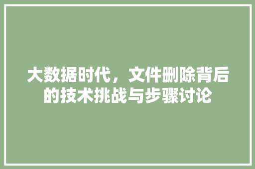 大数据时代，文件删除背后的技术挑战与步骤讨论