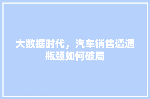 大数据时代，汽车销售遭遇瓶颈如何破局