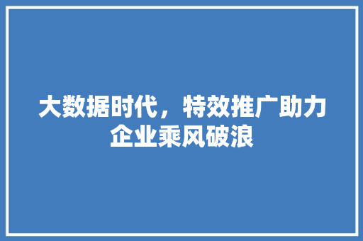 大数据时代，特效推广助力企业乘风破浪