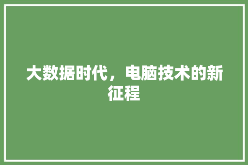 大数据时代，电脑技术的新征程
