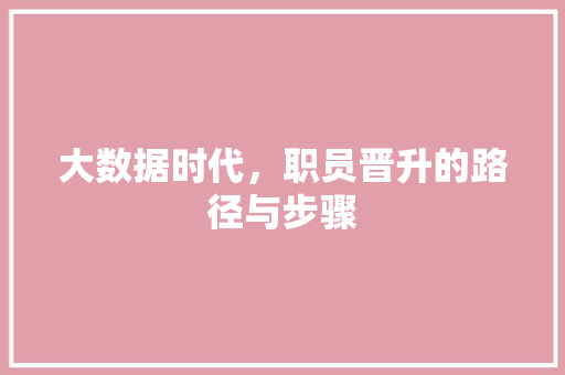 大数据时代，职员晋升的路径与步骤 电脑故障维修