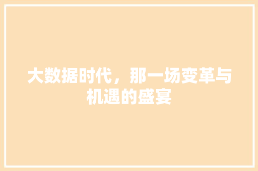 大数据时代，那一场变革与机遇的盛宴