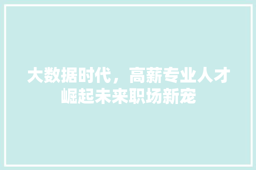 大数据时代，高薪专业人才崛起未来职场新宠