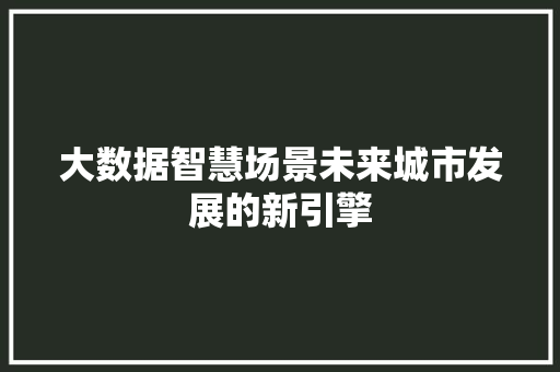 大数据智慧场景未来城市发展的新引擎