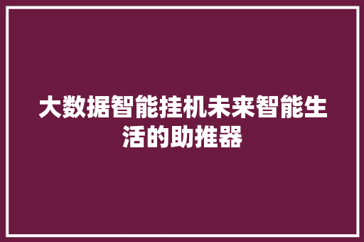 大数据智能挂机未来智能生活的助推器