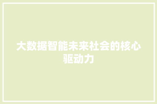大数据智能未来社会的核心驱动力