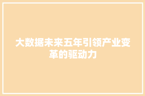 大数据未来五年引领产业变革的驱动力