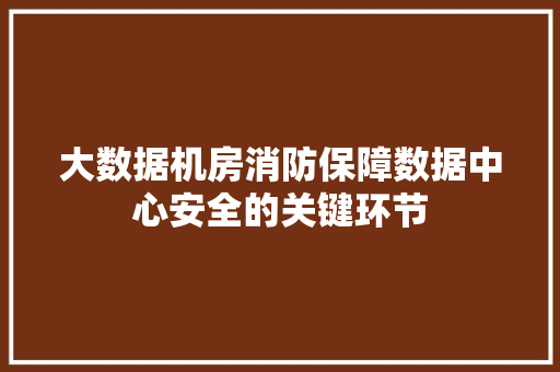 大数据机房消防保障数据中心安全的关键环节