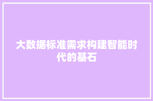 大数据标准需求构建智能时代的基石 大数据标准需求构建智能时代的基石