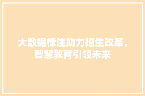 大数据标注助力招生改革，智慧教育引领未来
