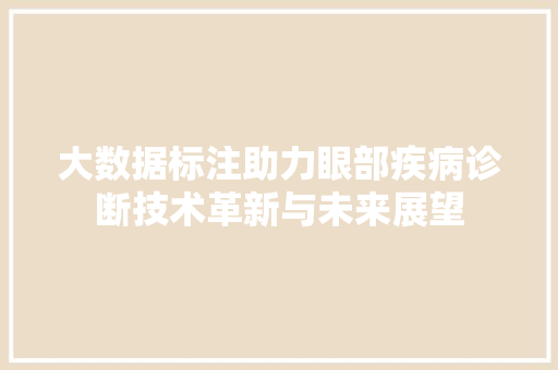 大数据标注助力眼部疾病诊断技术革新与未来展望