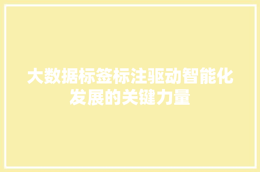大数据标签标注驱动智能化发展的关键力量