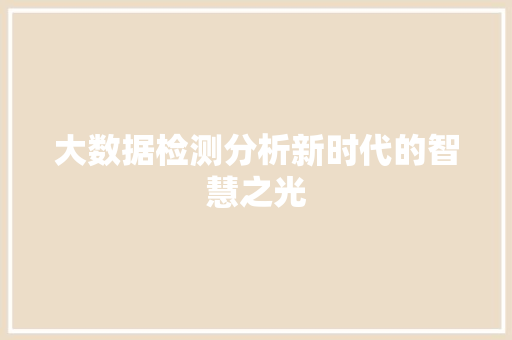 大数据检测分析新时代的智慧之光