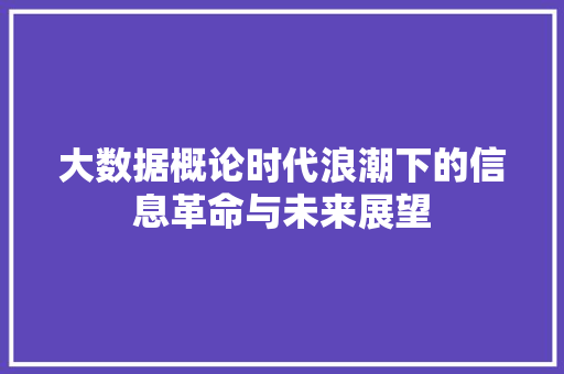 大数据概论时代浪潮下的信息革命与未来展望