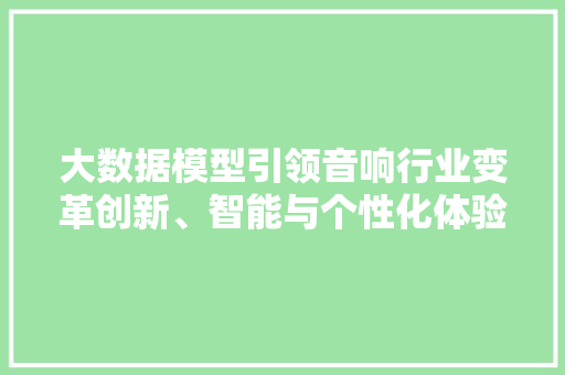 大数据模型引领音响行业变革创新、智能与个性化体验的交响曲