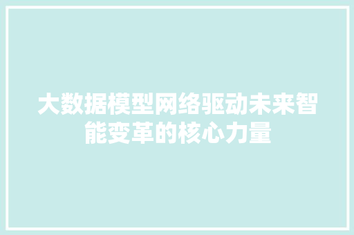 大数据模型网络驱动未来智能变革的核心力量