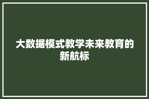 大数据模式教学未来教育的新航标 网络技术