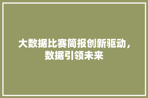 大数据比赛简报创新驱动，数据引领未来 电脑基础