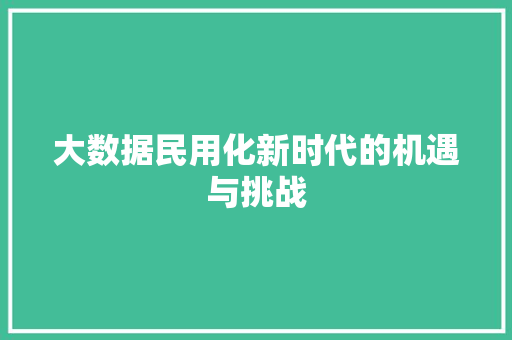大数据民用化新时代的机遇与挑战 网络技术