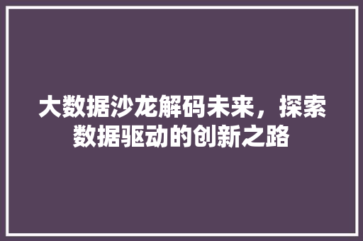 大数据沙龙解码未来，探索数据驱动的创新之路