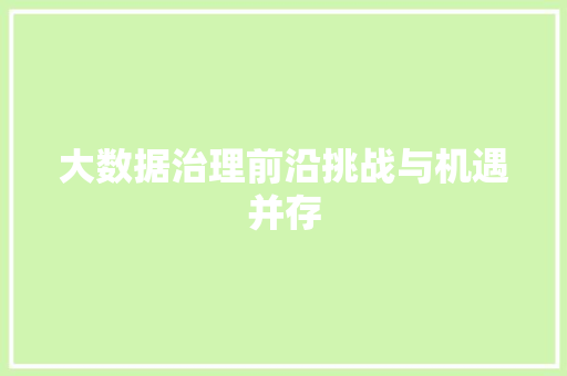 大数据治理前沿挑战与机遇并存