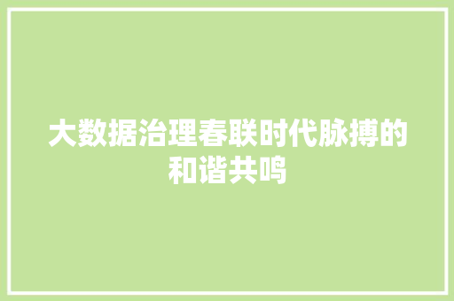 大数据治理春联时代脉搏的和谐共鸣 大数据治理春联时代脉搏的和谐共鸣