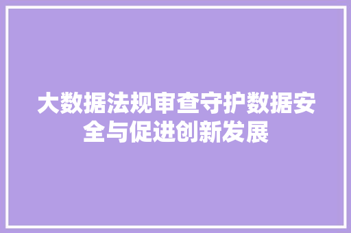 大数据法规审查守护数据安全与促进创新发展