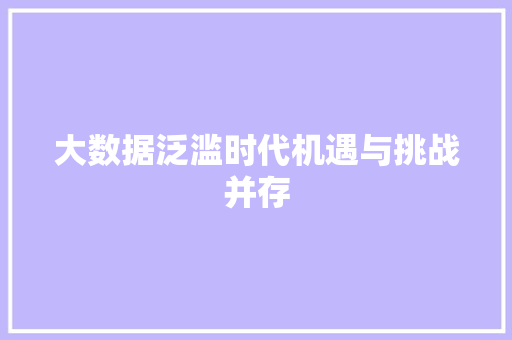 大数据泛滥时代机遇与挑战并存 大数据泛滥时代机遇与挑战并存