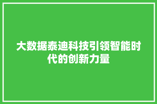 大数据泰迪科技引领智能时代的创新力量 电脑故障维修