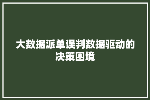 大数据派单误判数据驱动的决策困境