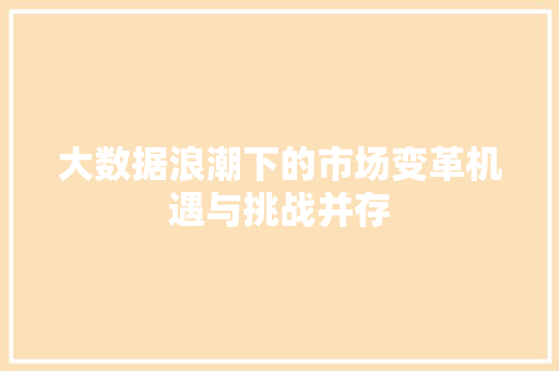 大数据浪潮下的市场变革机遇与挑战并存 大数据浪潮下的市场变革机遇与挑战并存