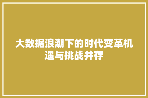 大数据浪潮下的时代变革机遇与挑战并存 电脑基础