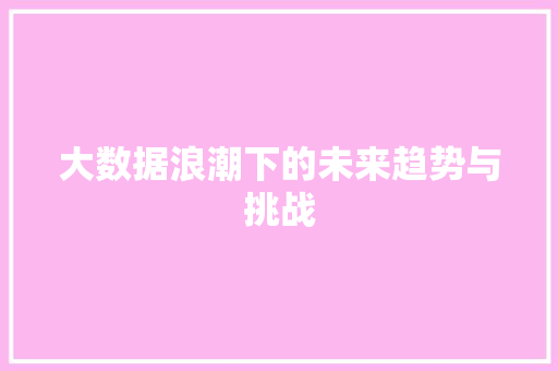 大数据浪潮下的未来趋势与挑战
